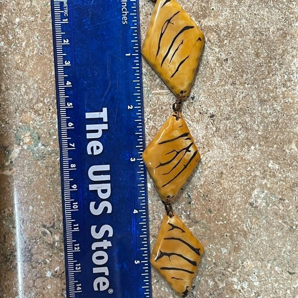 ORGANIC TAGUA NUTS LONG PENDANT ON LEATHER DANGLE NECKLACE GOLD BROWN ARTISAN - Picture 7 of 8